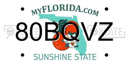 80BQVZ Florida License Plate