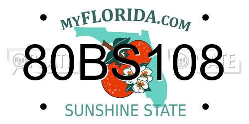 80BS108 Florida License Plate
