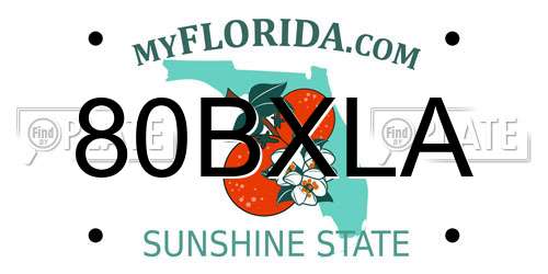 80BXLA Florida License Plate
