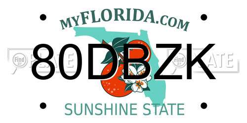 80DBZK Florida License Plate