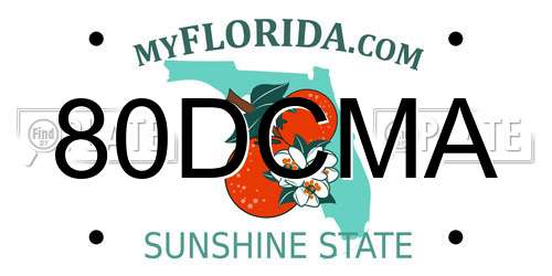 80DCMA Florida License Plate