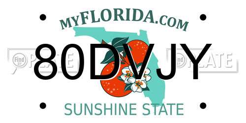 80DVJY Florida License Plate
