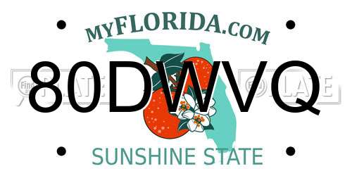 80DWVQ Florida License Plate