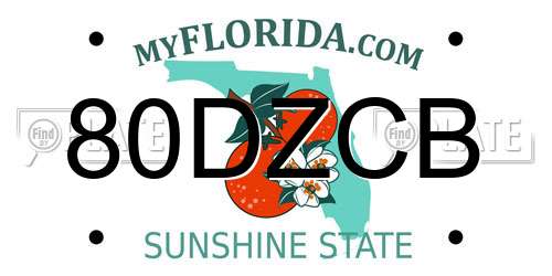80DZCB Florida License Plate