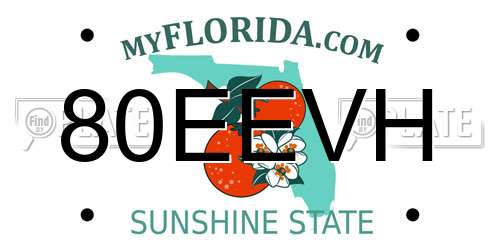 80EEVH Florida License Plate
