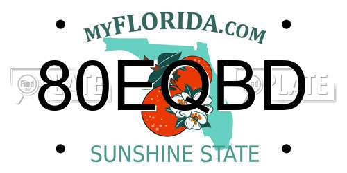 80EQBD Florida License Plate