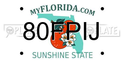 80FPIJ Florida License Plate