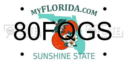 80FQGS Florida License Plate