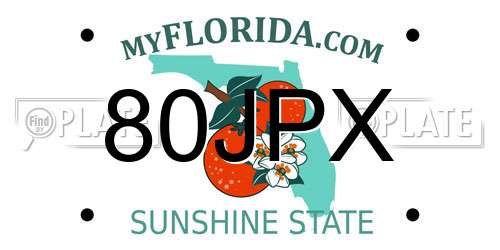 80JPX Florida License Plate