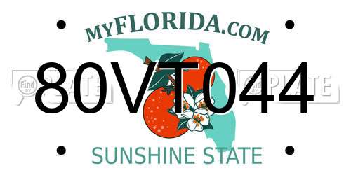80VT044 Florida License Plate
