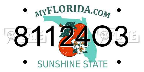 81124O3 Florida License Plate
