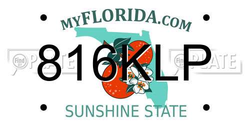 816KLP Florida License Plate