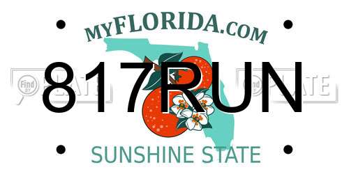 817RUN Florida License Plate