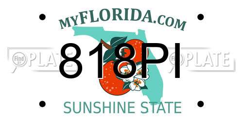 818PI Florida License Plate