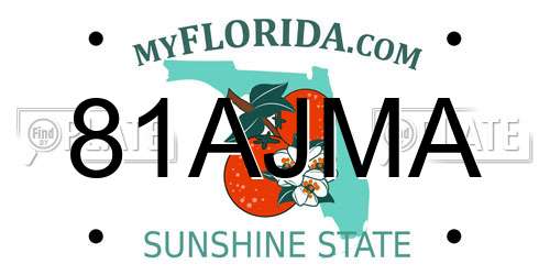 81AJMA Florida License Plate