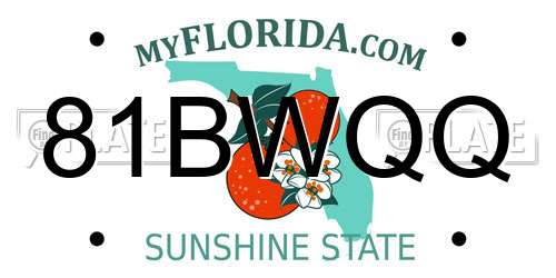 81BWQQ Florida License Plate