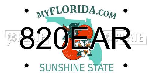 820EAR Florida License Plate