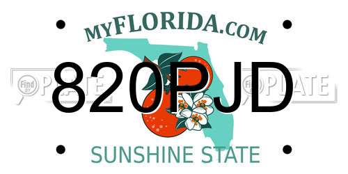 820PJD Florida License Plate