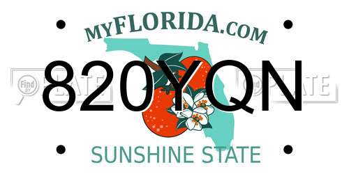 820YQN Florida License Plate