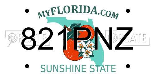 821PNZ Florida License Plate