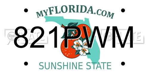 821PWM Florida License Plate