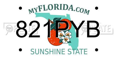 821PYB Florida License Plate