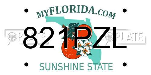 821PZL Florida License Plate