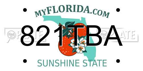 821TBA Florida License Plate