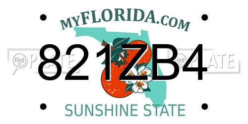 821ZB4 Florida License Plate