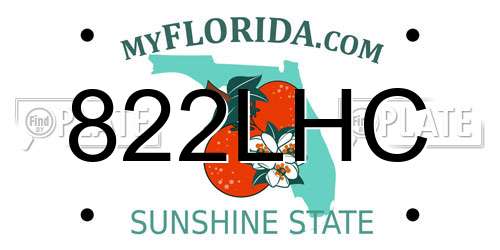 822LHC Florida License Plate