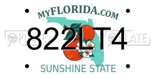 822LT4 Florida License Plate