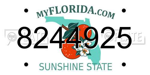 8244925 Florida License Plate