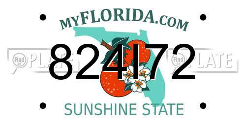 824I72 Florida License Plate