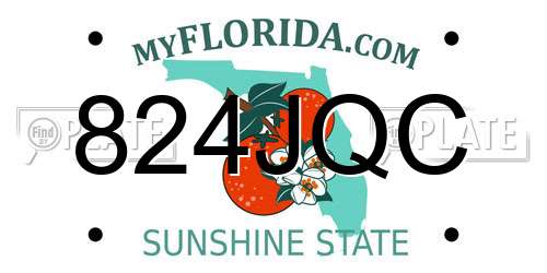 824JQC Florida License Plate