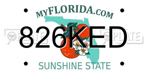 826KED Florida License Plate