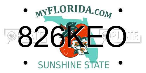 826KEO Florida License Plate