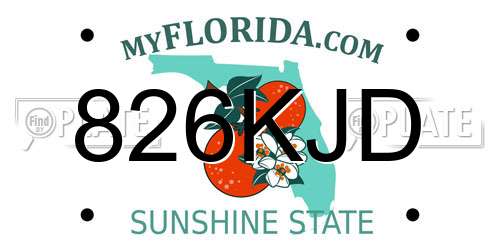 826KJD Florida License Plate