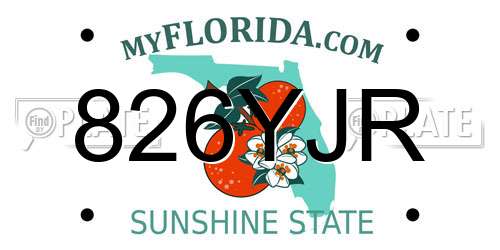 826YJR Florida License Plate