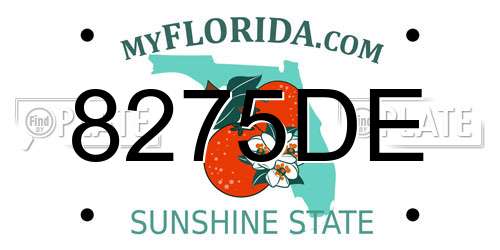 8275DE Florida License Plate