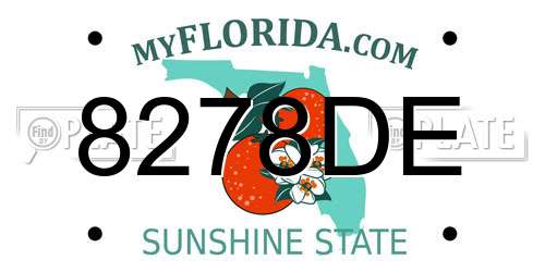 8278DE Florida License Plate