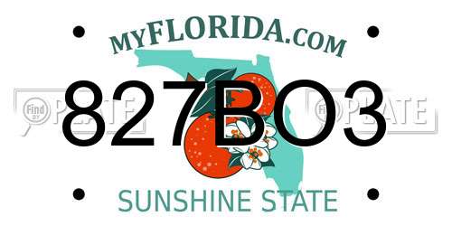 827BO3 Florida License Plate