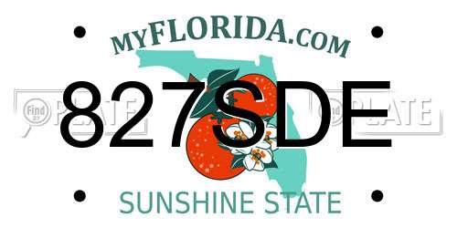 827SDE Florida License Plate