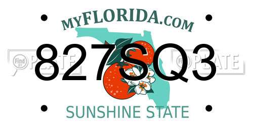 827SQ3 Florida License Plate