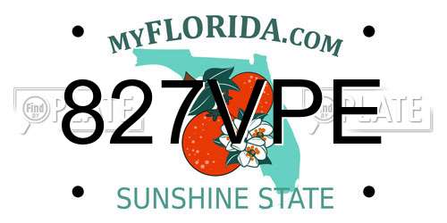 827VPE Florida License Plate