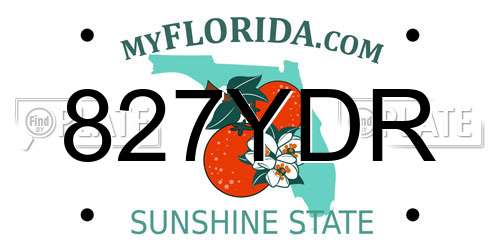 827YDR Florida License Plate
