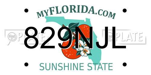 829NJL Florida License Plate