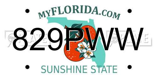 829PWW Florida License Plate
