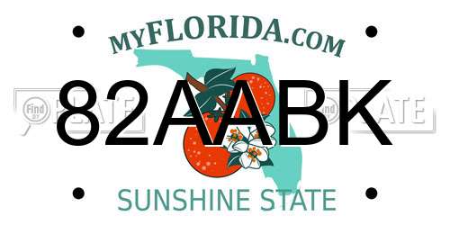 82AABK Florida License Plate
