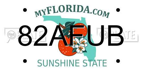 82AFUB Florida License Plate