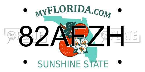 82AFZH Florida License Plate